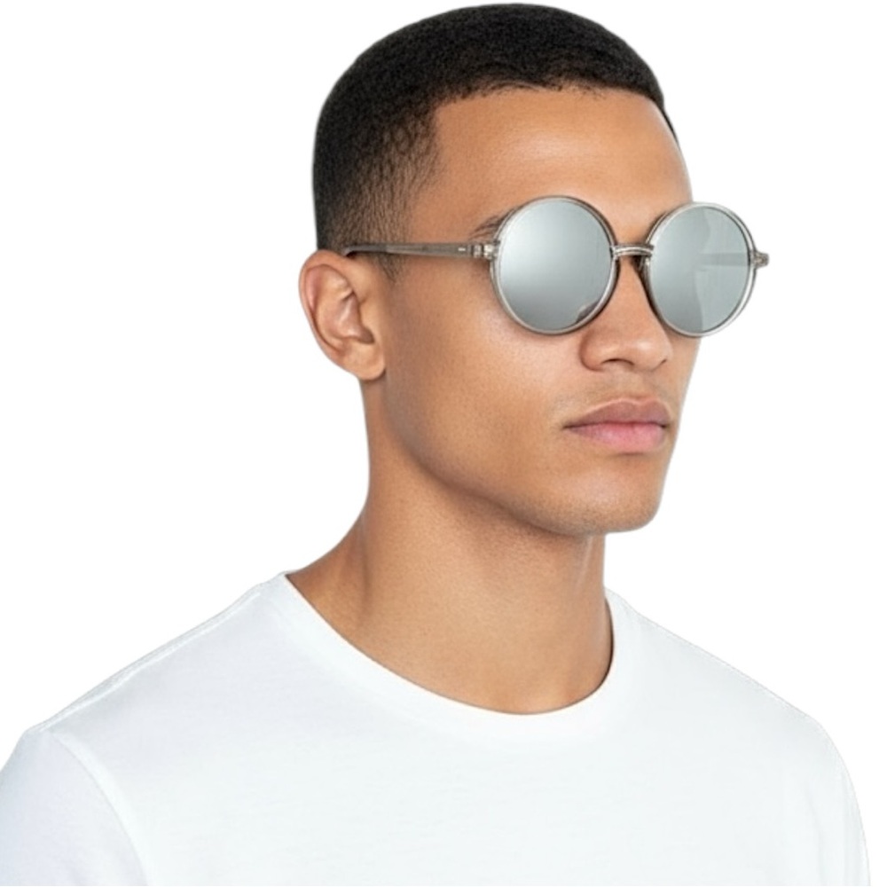 NWT Linda Farrow Lux Oversized Round
Sunglasses In White Gold Truffle Platinum